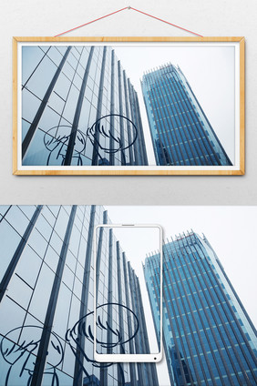 蓝色大气城市建筑大楼创意摄影插画gif