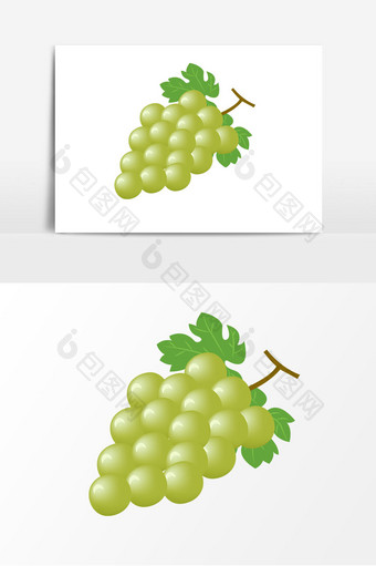 手绘绿色卡通葡萄矢量元素图片