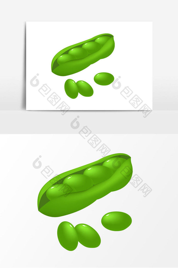 手绘绿色毛豆黄色矢量元素