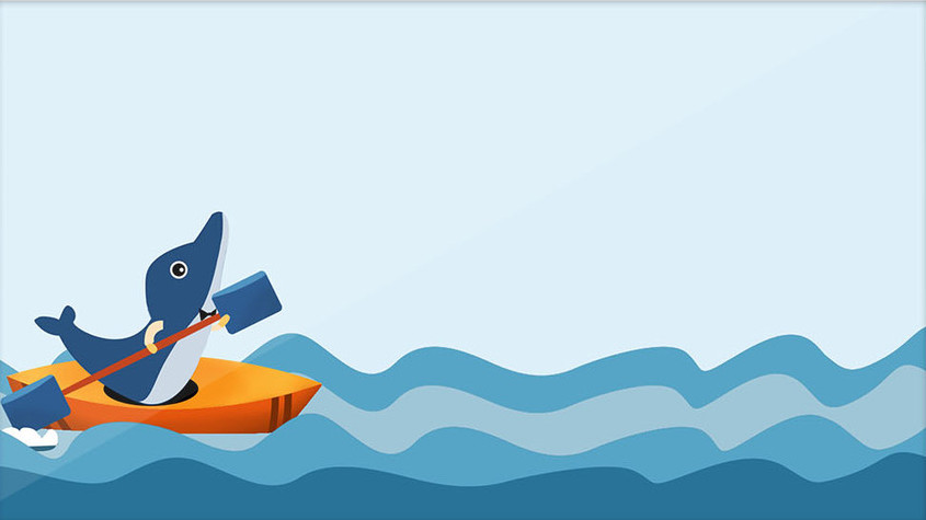 蓝色海豚划船GIF图片
