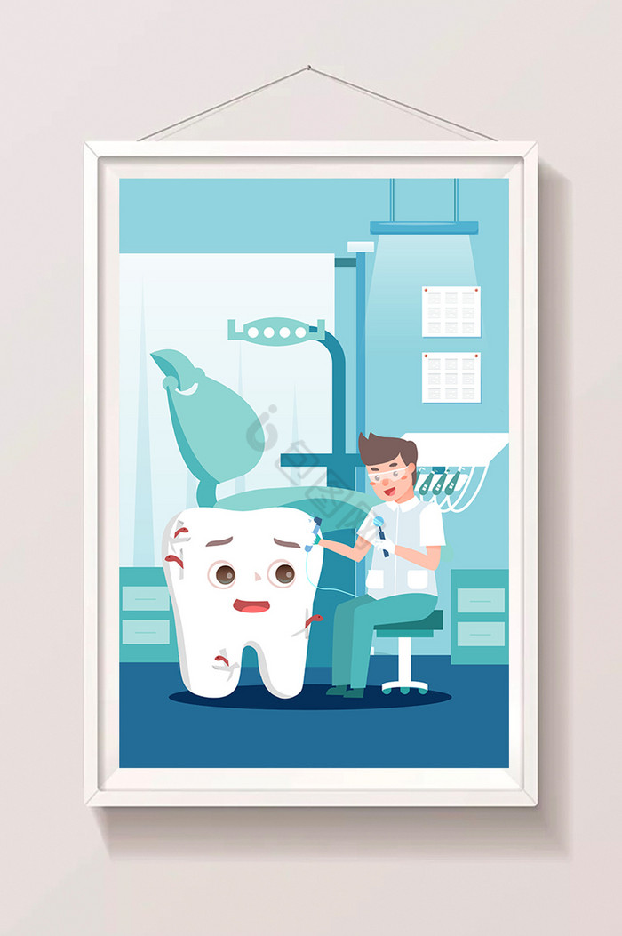 牙科医生医院保护牙齿医疗健康闪屏插画图片