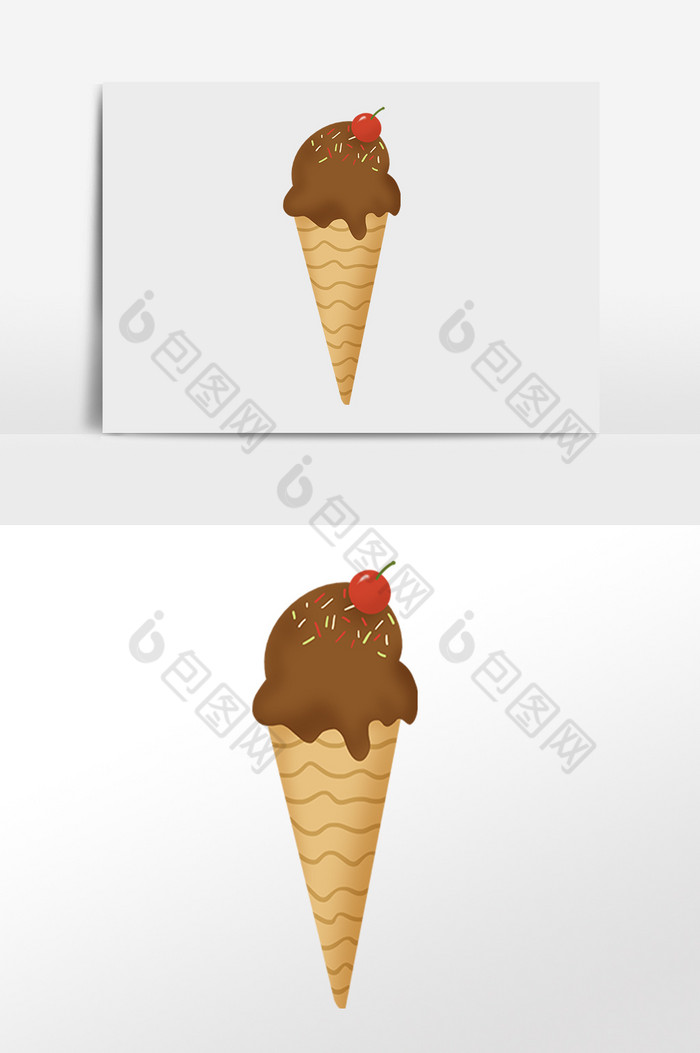 夏季冷饮巧克力冰淇淋插画图片图片
