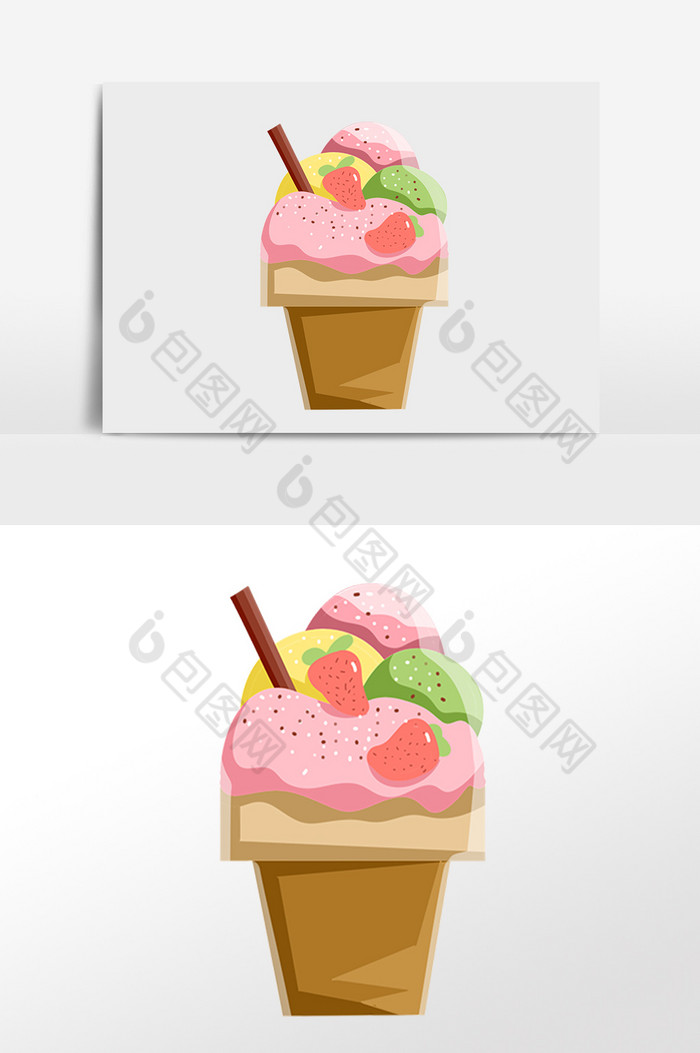 夏季冷饮冰淇淋圣诞插画图片图片