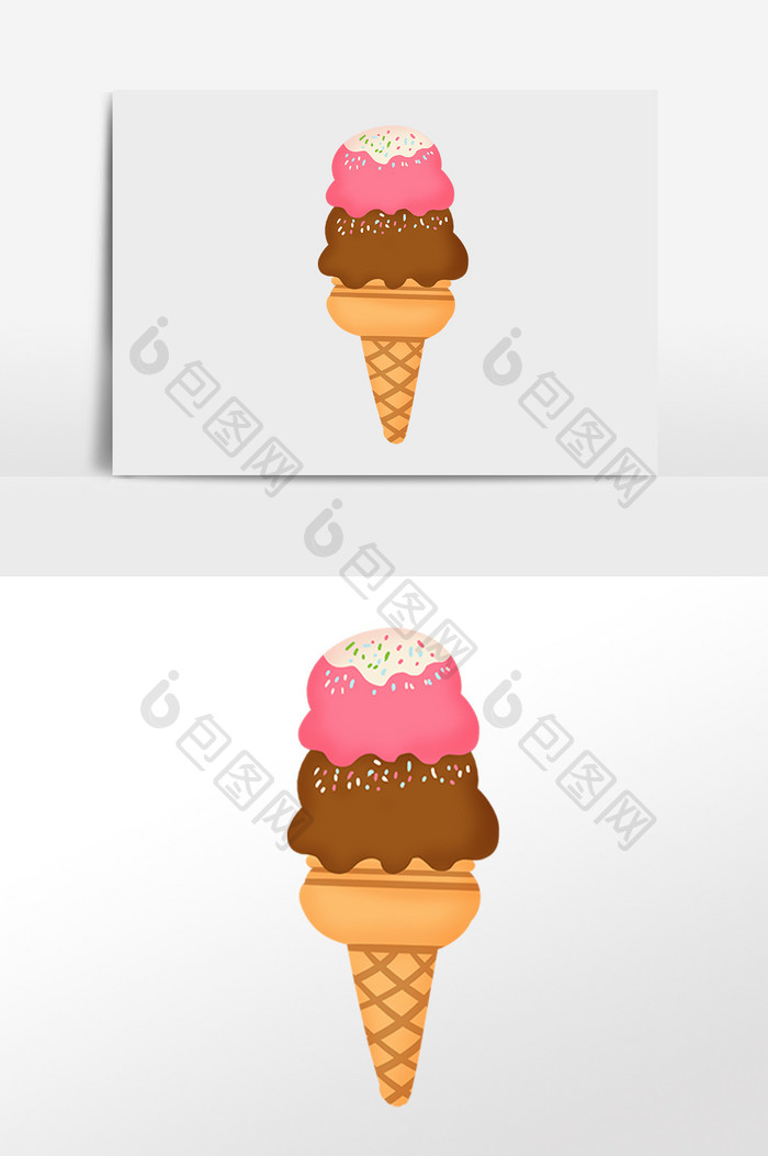 手绘夏季冷饮冰淇淋雪糕插画