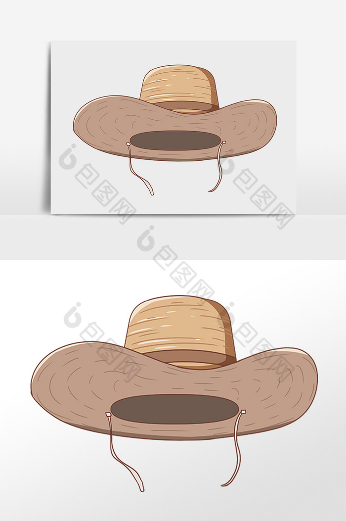 遮阳草帽大檐帽插画图片