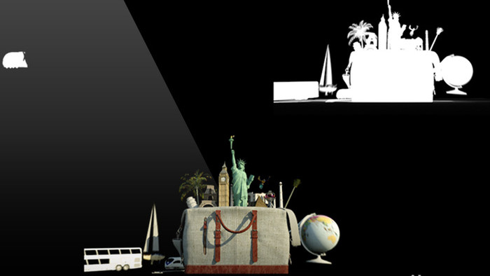 全球旅行包旅行目的地3D动画带通道