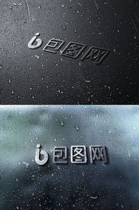 水珠质感品牌立体金属logo贴图样机