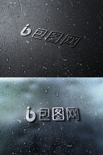 水珠质感品牌立体金属logo贴图样机图片