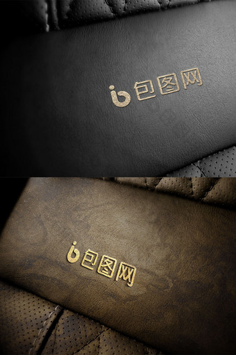 品牌高级皮革质感立体金属logo贴图样机图片