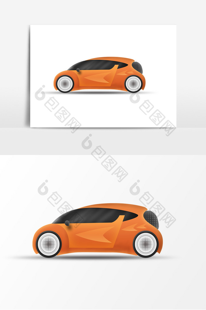 橙色节能小汽车设计元素