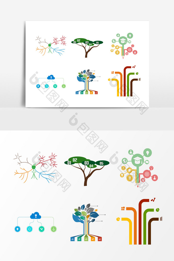 彩色树状图设计素材