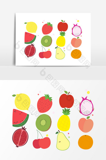 卡通彩色水果图案矢量素材图片