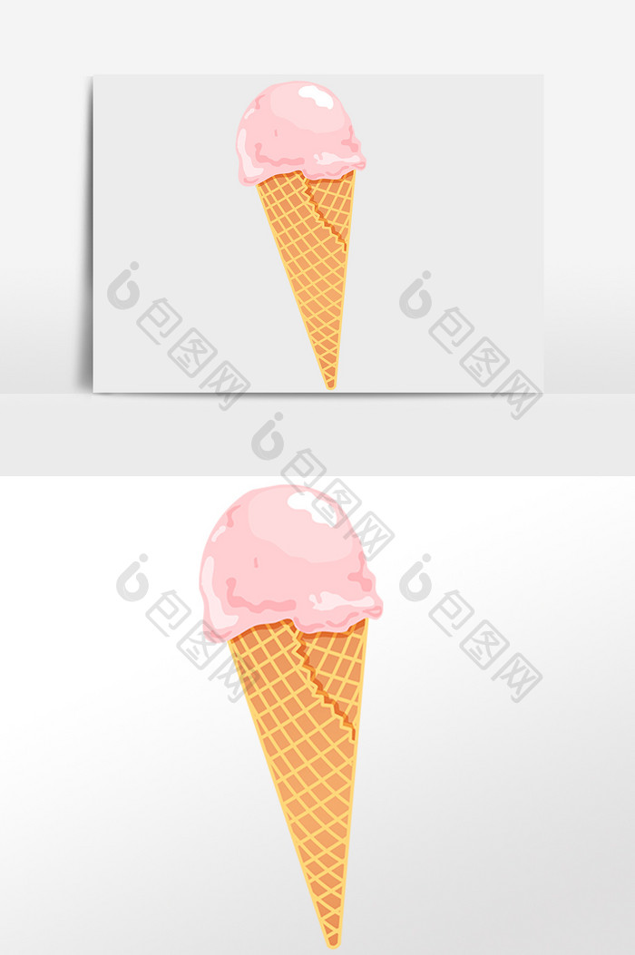手绘夏季冷饮彩色奶油冰淇淋插画