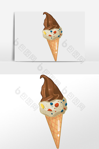 夏季冷饮巧克力冰淇淋插画图片