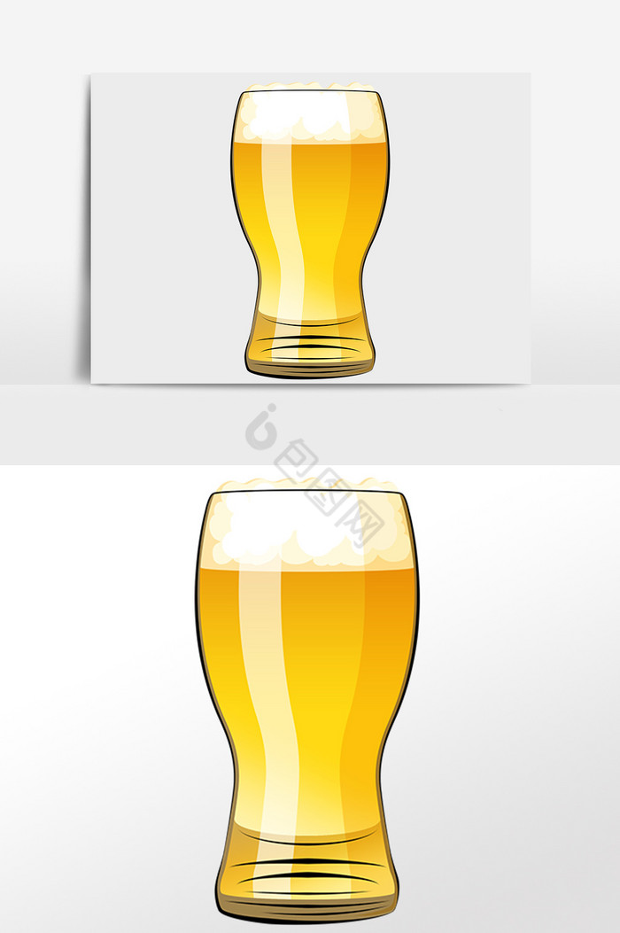 夏季黄啤一杯啤酒插画图片