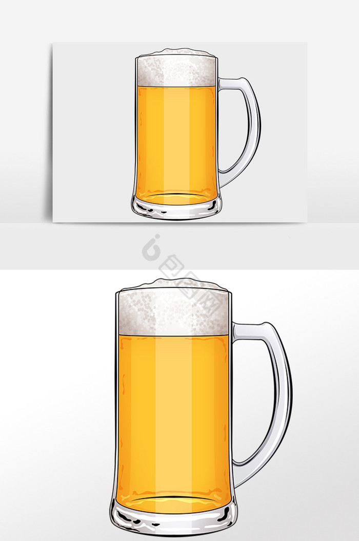 夏季啤酒扎啤酒水插画图片