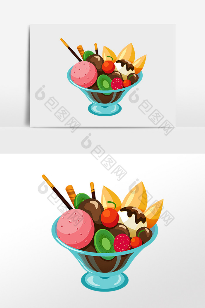 夏季冷饮冰淇淋杯插画图片图片