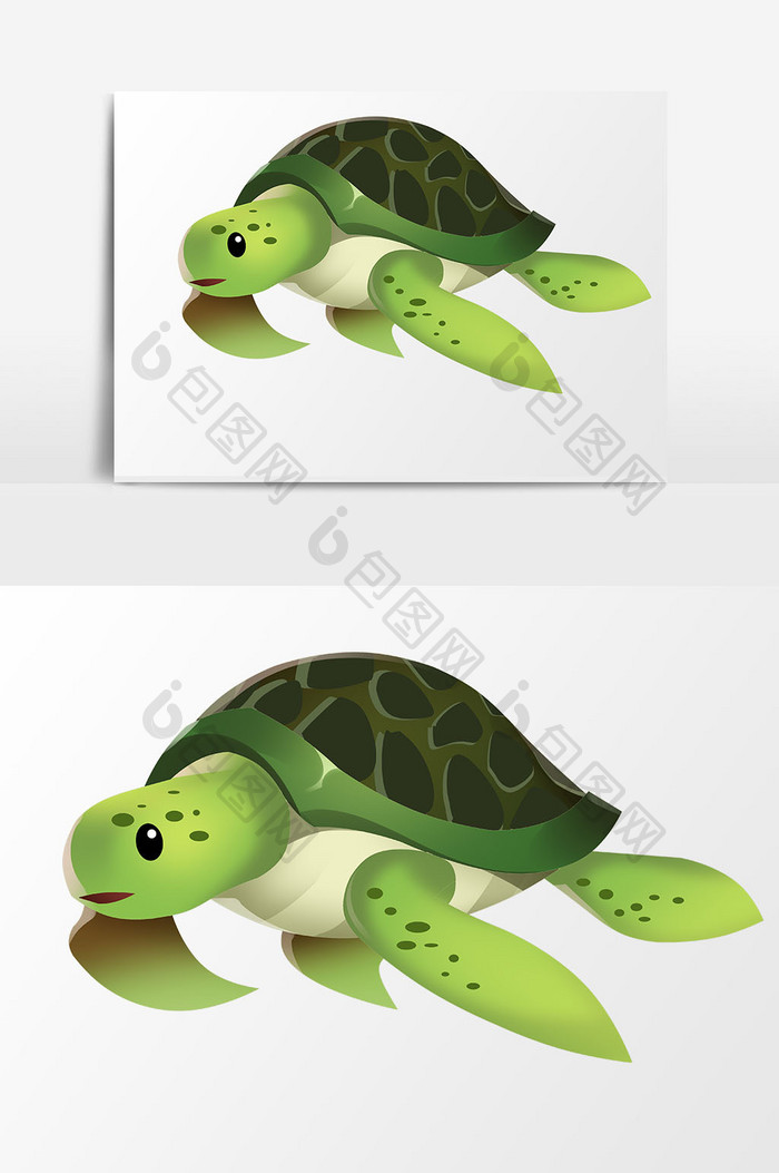手绘卡通小清新可爱生物海龟元素