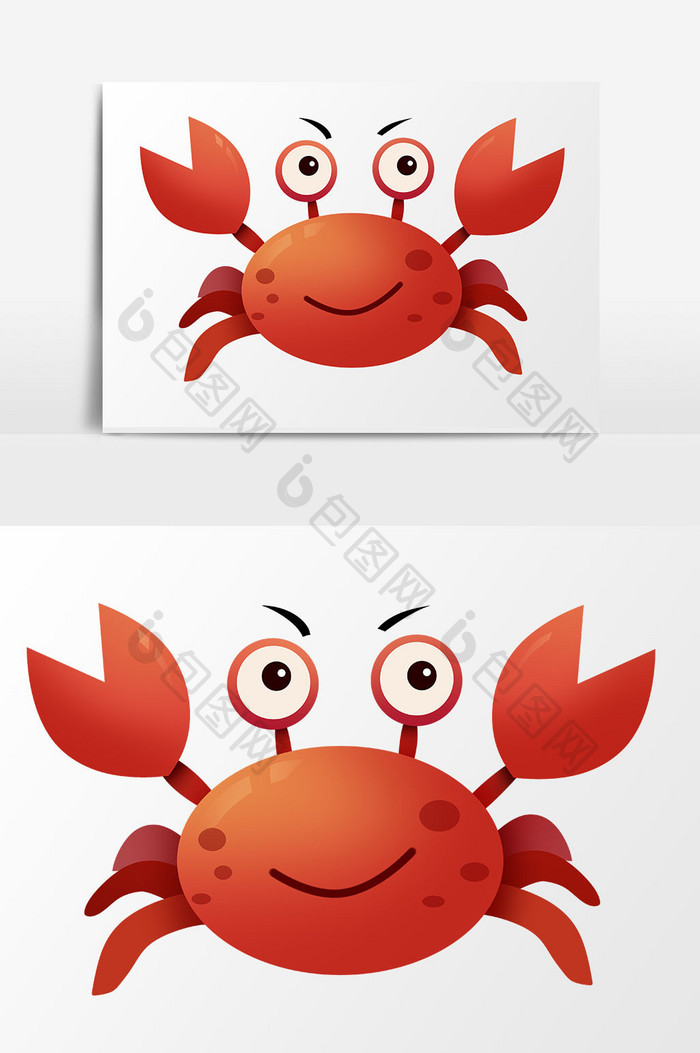 手绘卡通小清新可爱生物螃蟹