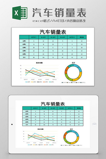 汽车销量表Excel模板图片