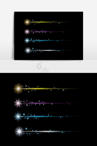 彩色星光光线效果元素图片