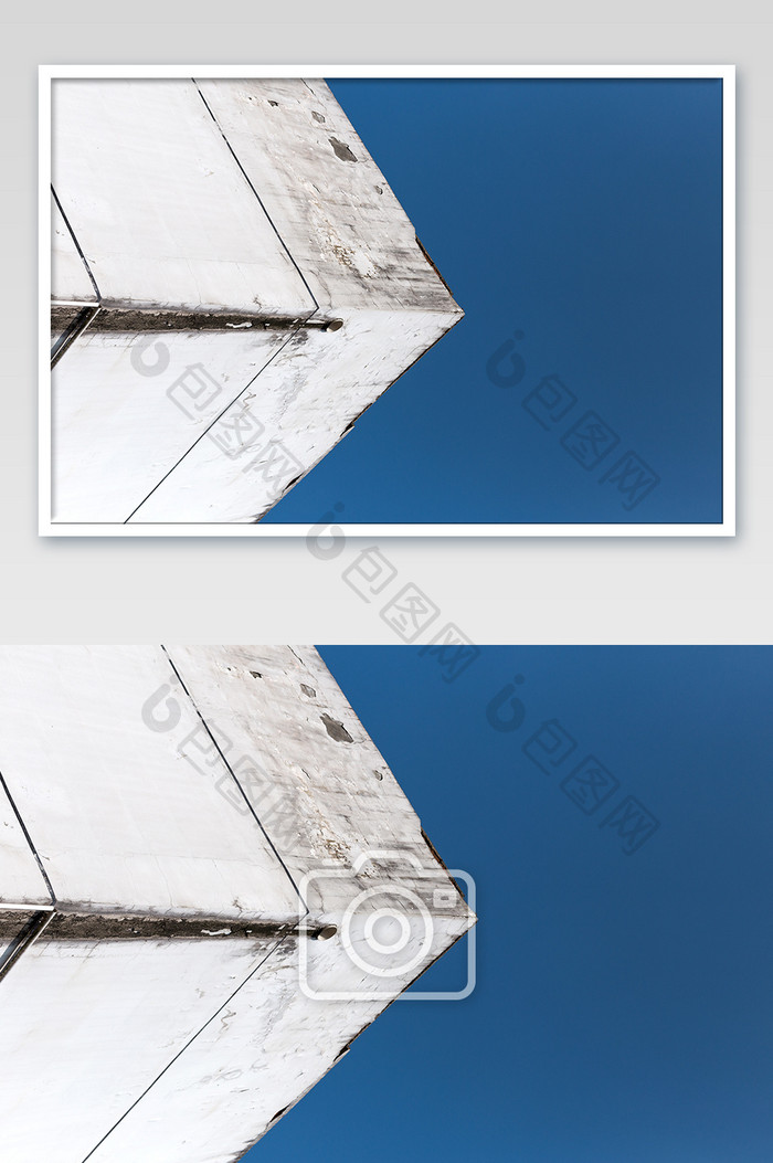 蓝天白墙简洁意境画面素材背景高清摄影图