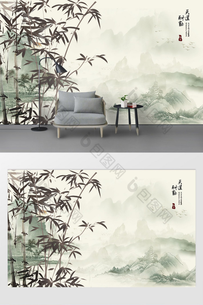新中式装饰画玄关卧室图片