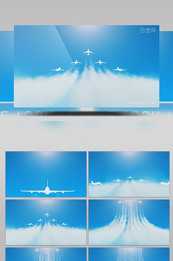 飞机喷气烟雾Logo演绎片头AE模板图片
