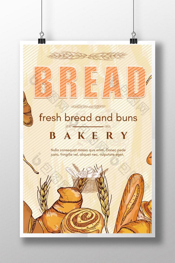 Creative bread food poster design  