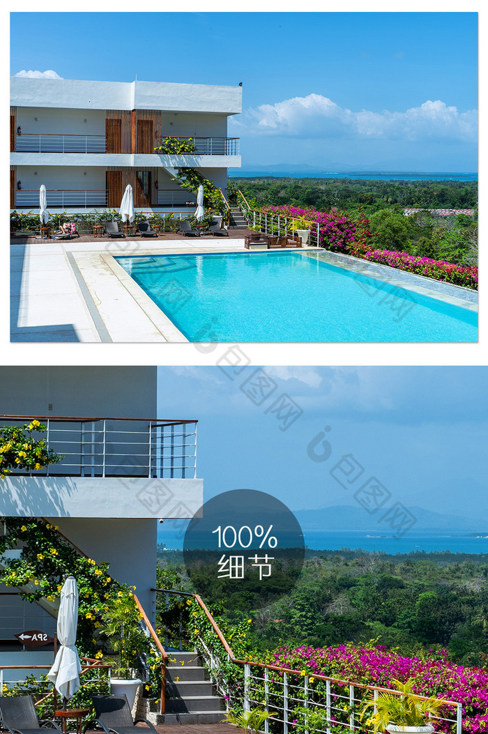 东南亚海边民宿酒店游泳池摄影图