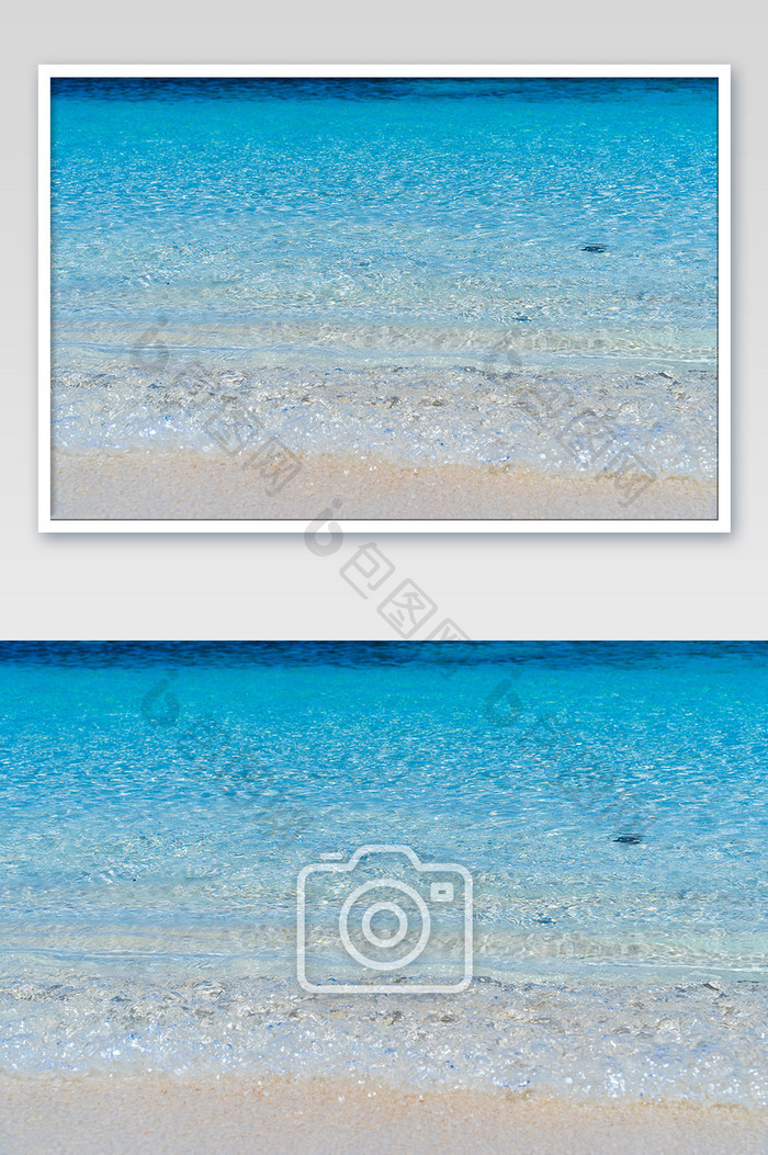 清澈碧蓝海水海浪摄影图
