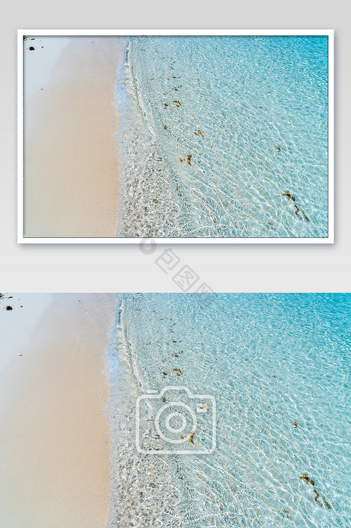 清澈见底海浪沙滩摄影图图片