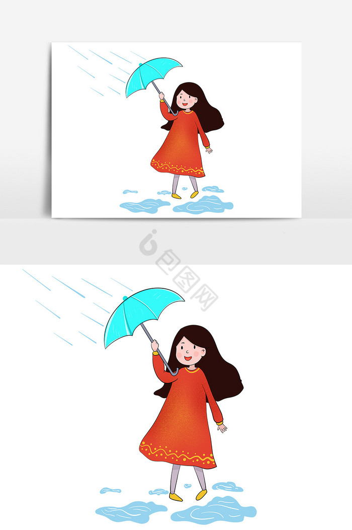 立夏暴雨人物图片