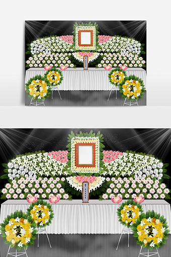 大气时尚韩式追悼会纪念仪式灵堂效果图图片