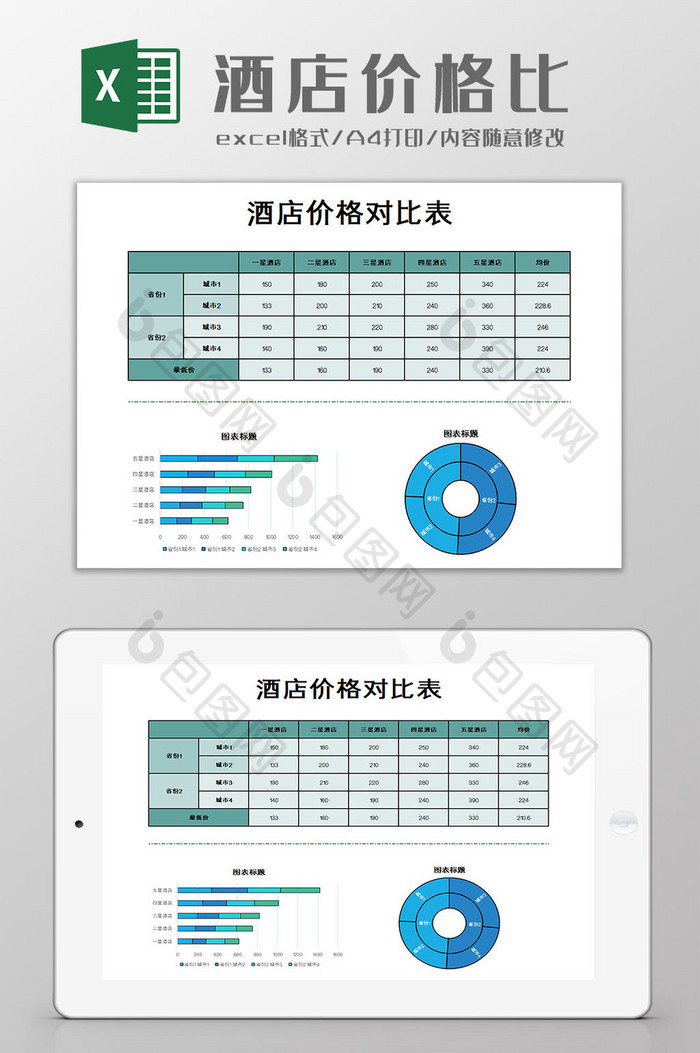 酒店价格比Excel模板