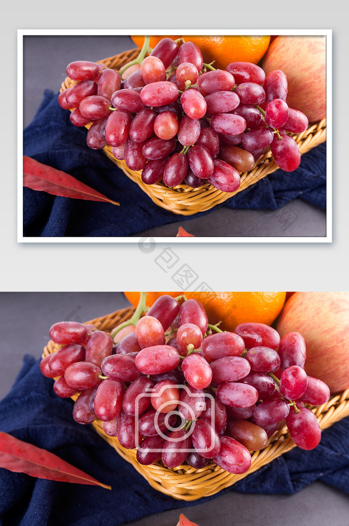 红提子葡萄新鲜水果素材高清特写背景摄影图