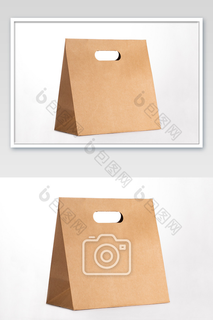 纯色手提环保纸袋摄影图片