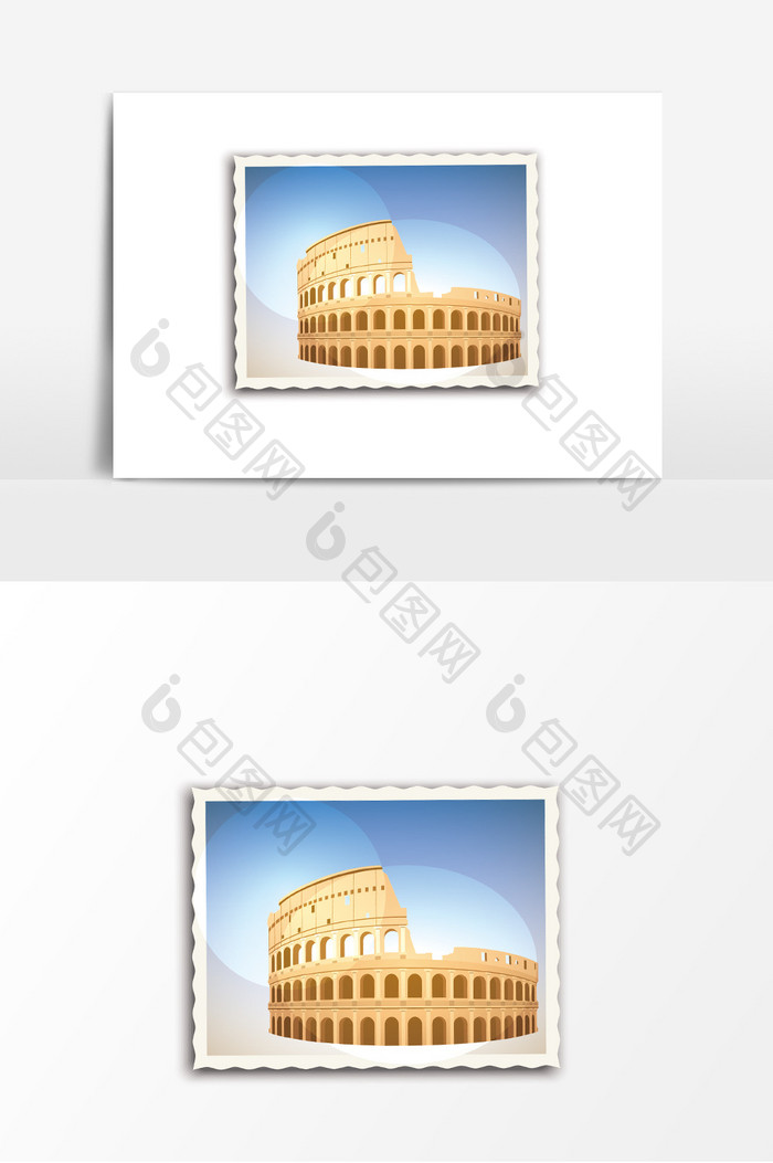 罗马旅行邮票元素
