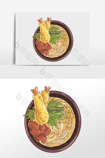 手绘餐饮美食食物龙虾面条插画图片