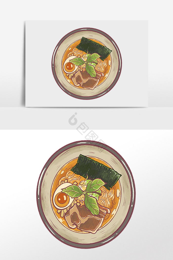 餐饮食物海苔面条插画图片