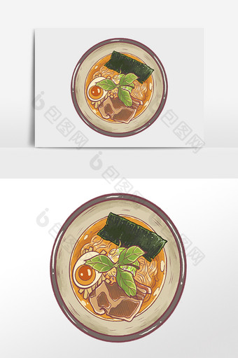 手绘餐饮美食食物海苔面条插画图片