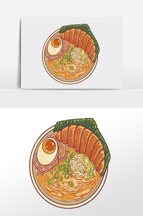 手绘餐饮美食食物牛排面条插画