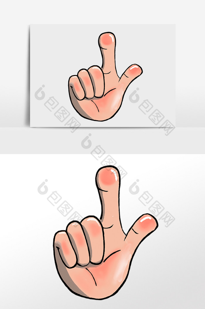 手绘卡通点鼠标的手势姿势插画