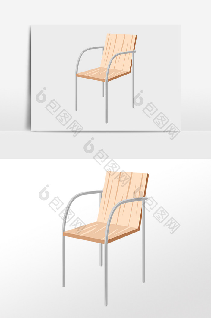 手绘现代家具木质靠椅椅子插画