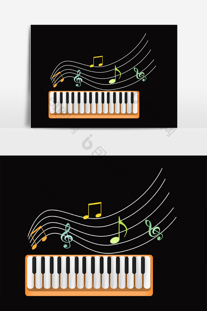 手绘乐器卡通电子音乐钢琴插画