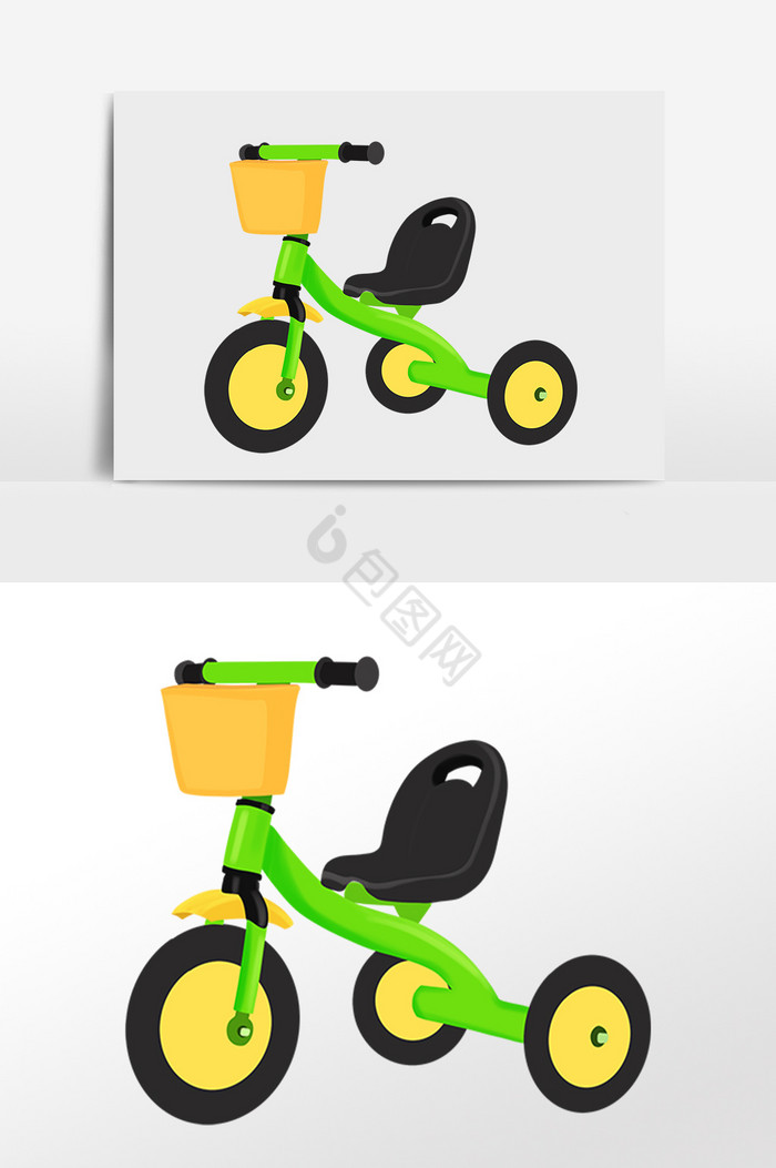 儿童节快乐玩具三轮小车插画图片