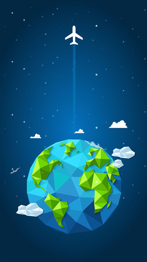 蓝色商务地球海报插画GIF图图片