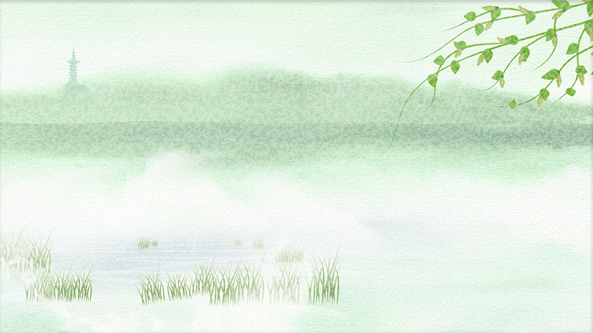 复古中国水墨风烟雨朦胧树枝插画GIF图图片