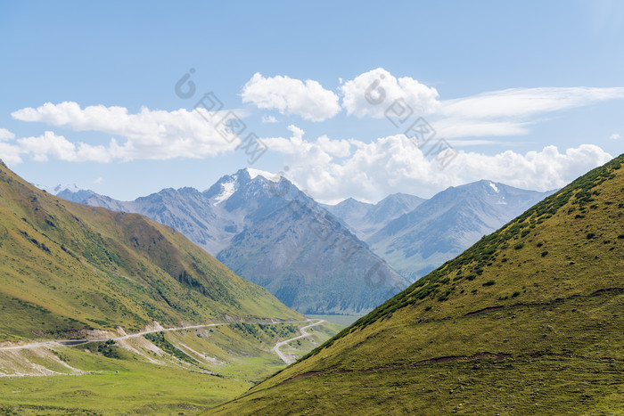 中国新疆独库公路沿途雪山美景