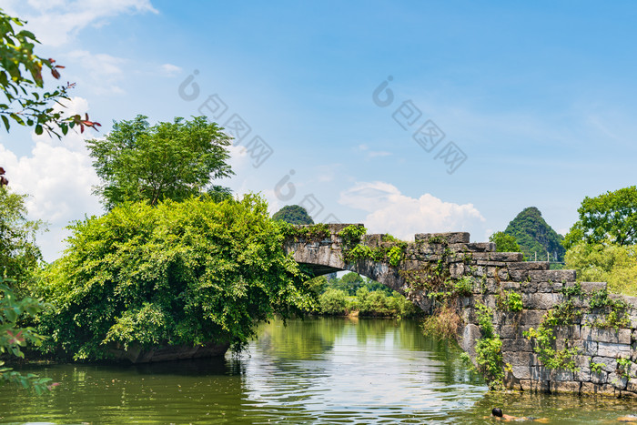 桂林会仙铜桥夏日美景